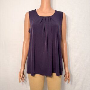 Anne Klein Women’s Large Purple Sleeveless Blouse Gathered Neckline